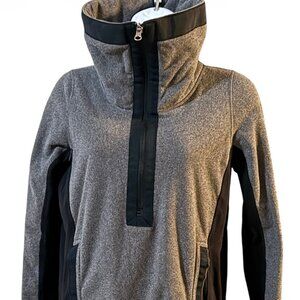 Lululemon Athletica Grey Black Fleece Quarter Zip Pullover Sweatshirt Women Sz 6